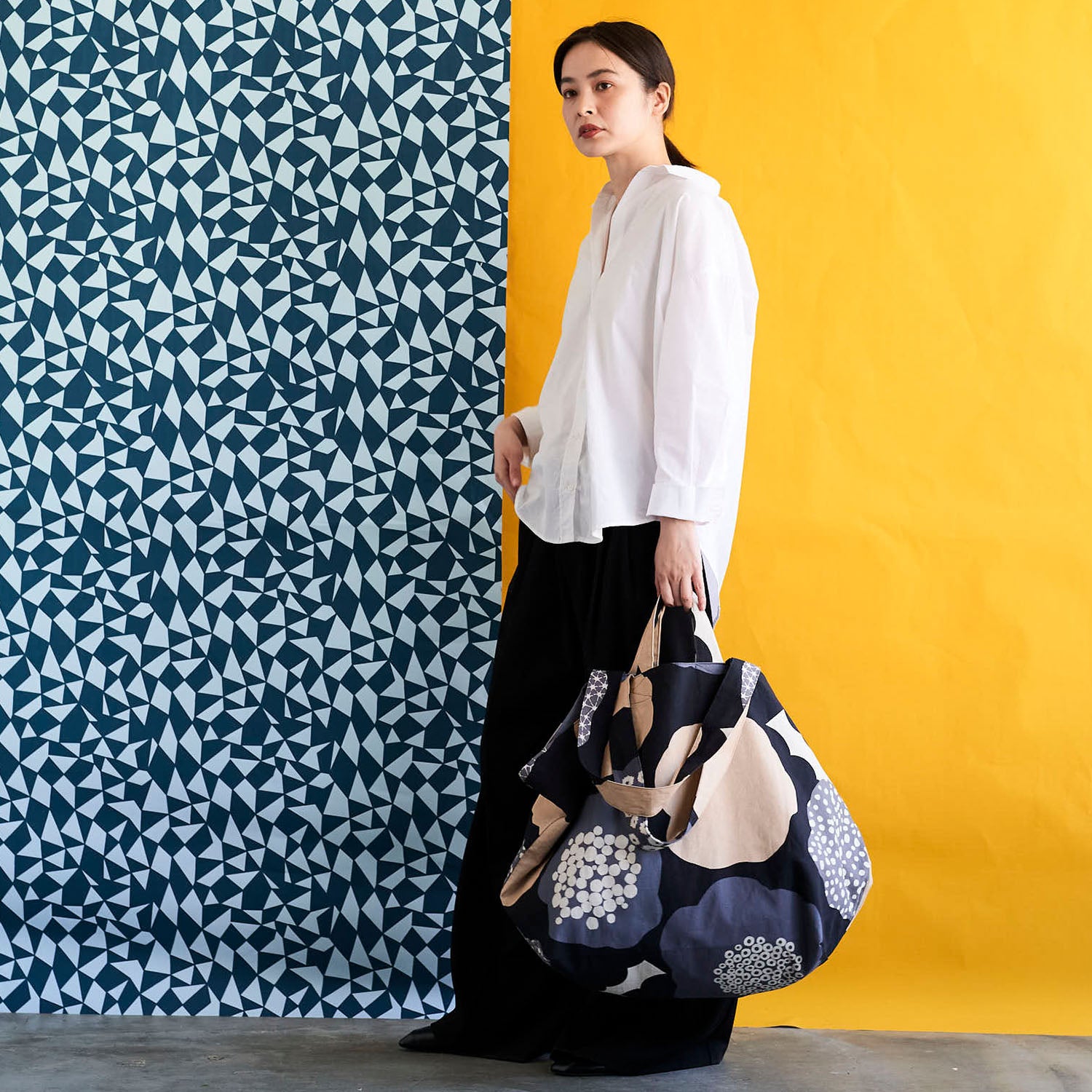 echino Cloud Flower Cotton Linen Canvas | Kokka Fabrics