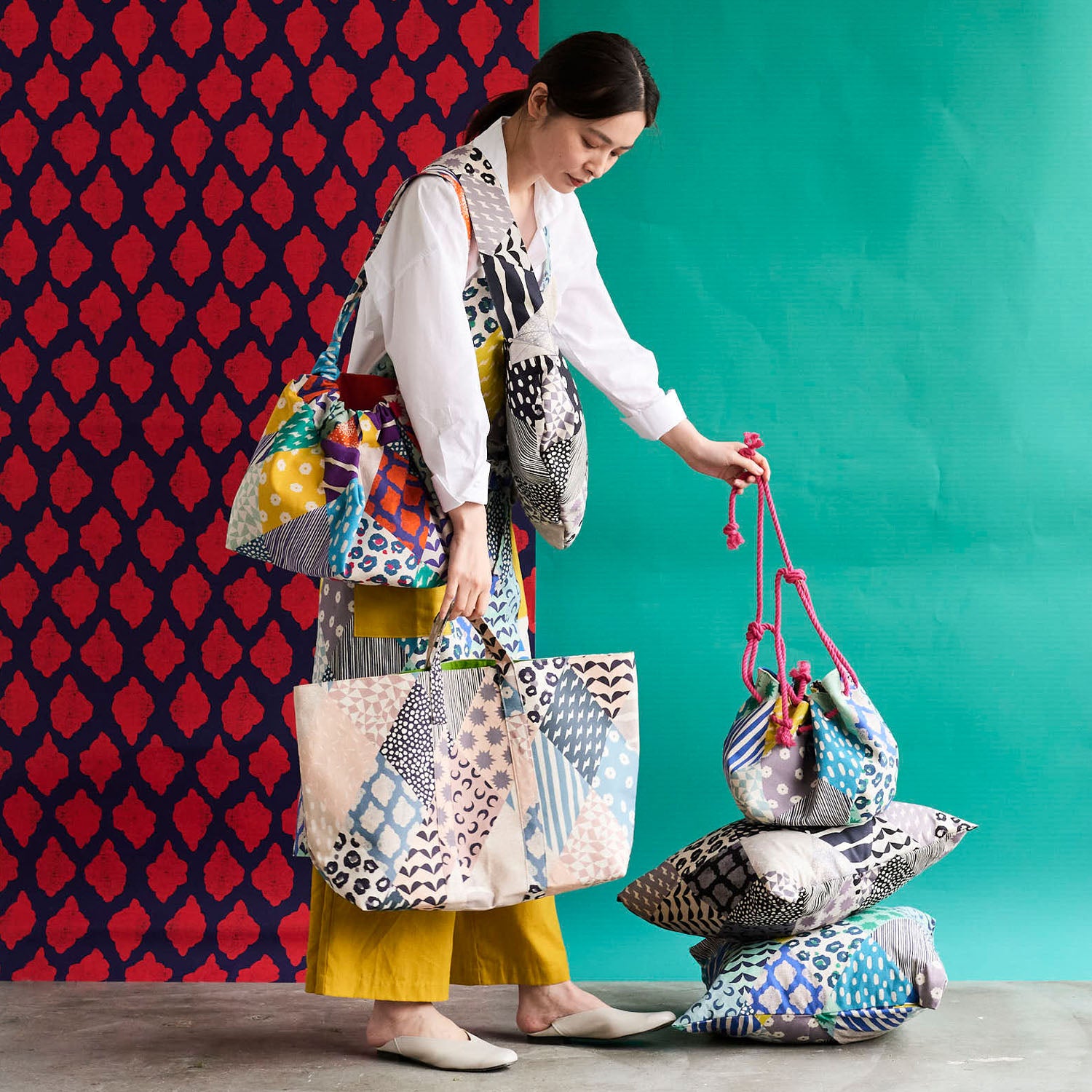 echino Rhombus Cotton Linen Canvas | Kokka Fabrics