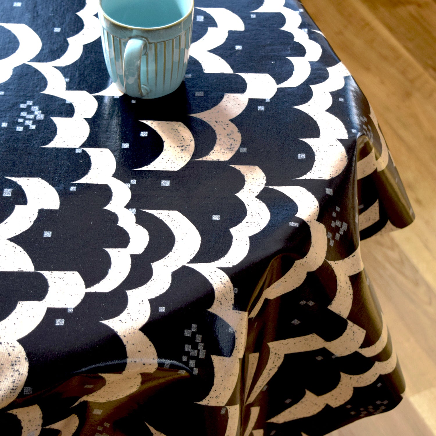 echino Rhombus Cotton Linen Laminated Canvas  - Black EKXL-98120-21