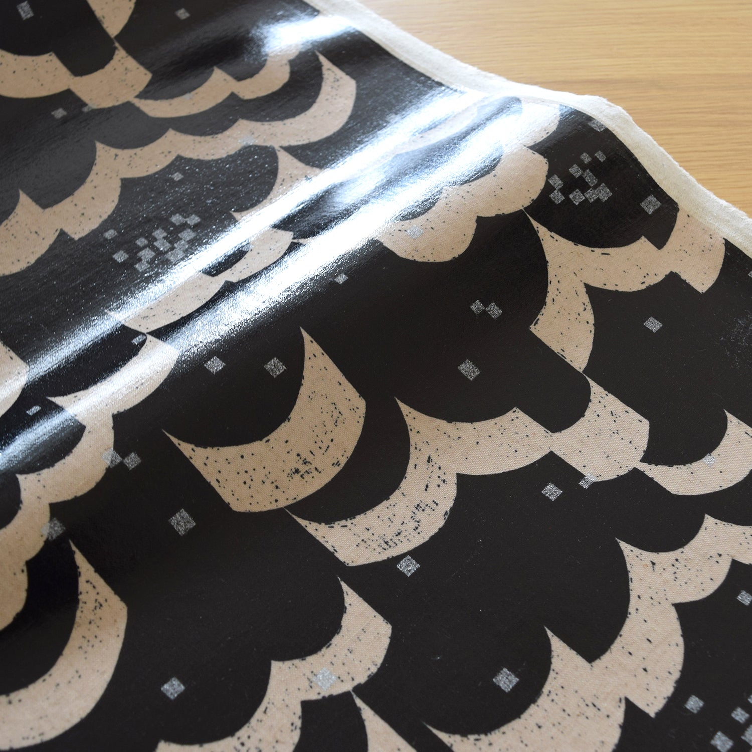 echino Rhombus Cotton Linen Laminated Canvas  - Black EKXL-98120-21