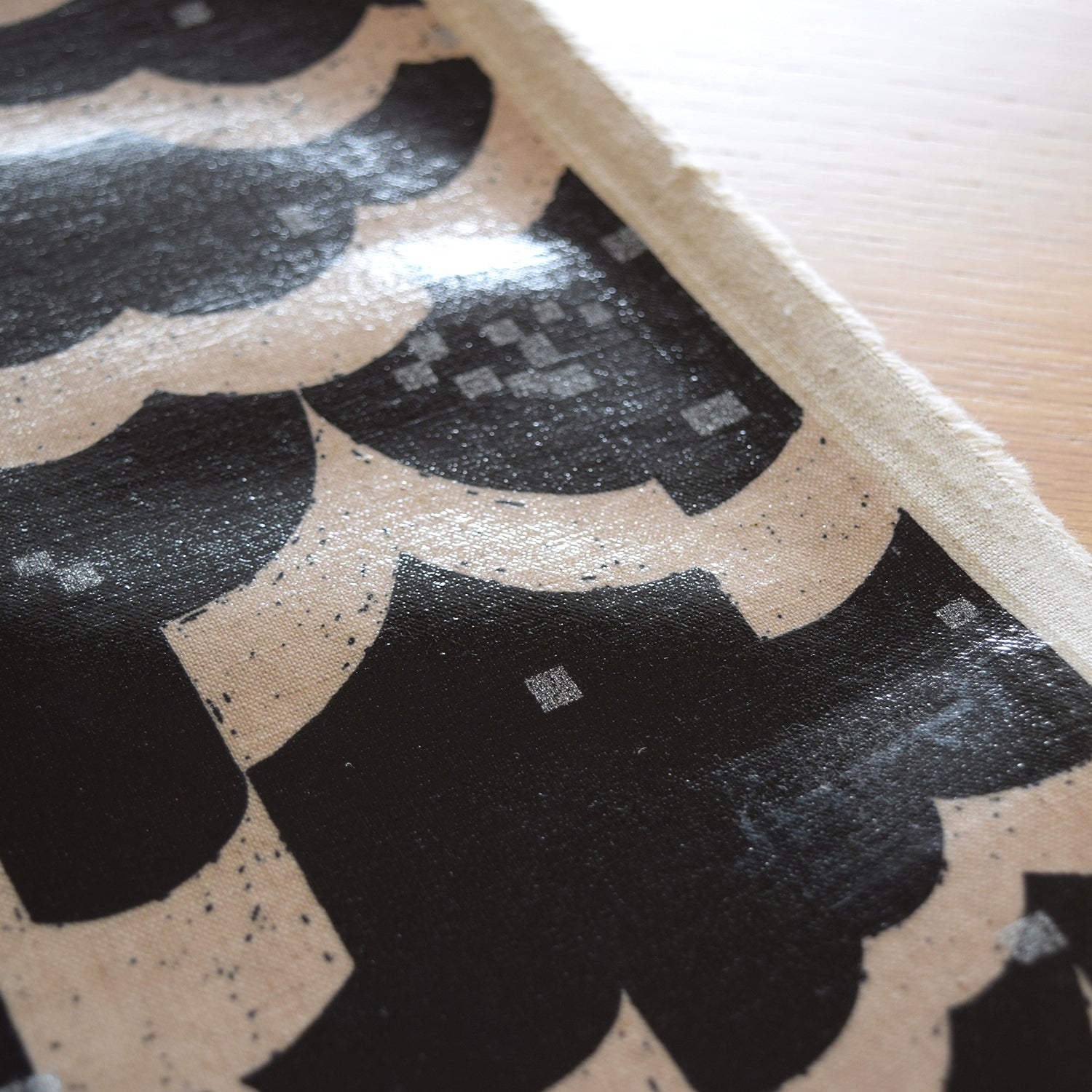 echino Rhombus Cotton Linen Laminated Canvas  - Black EKXL-98120-21
