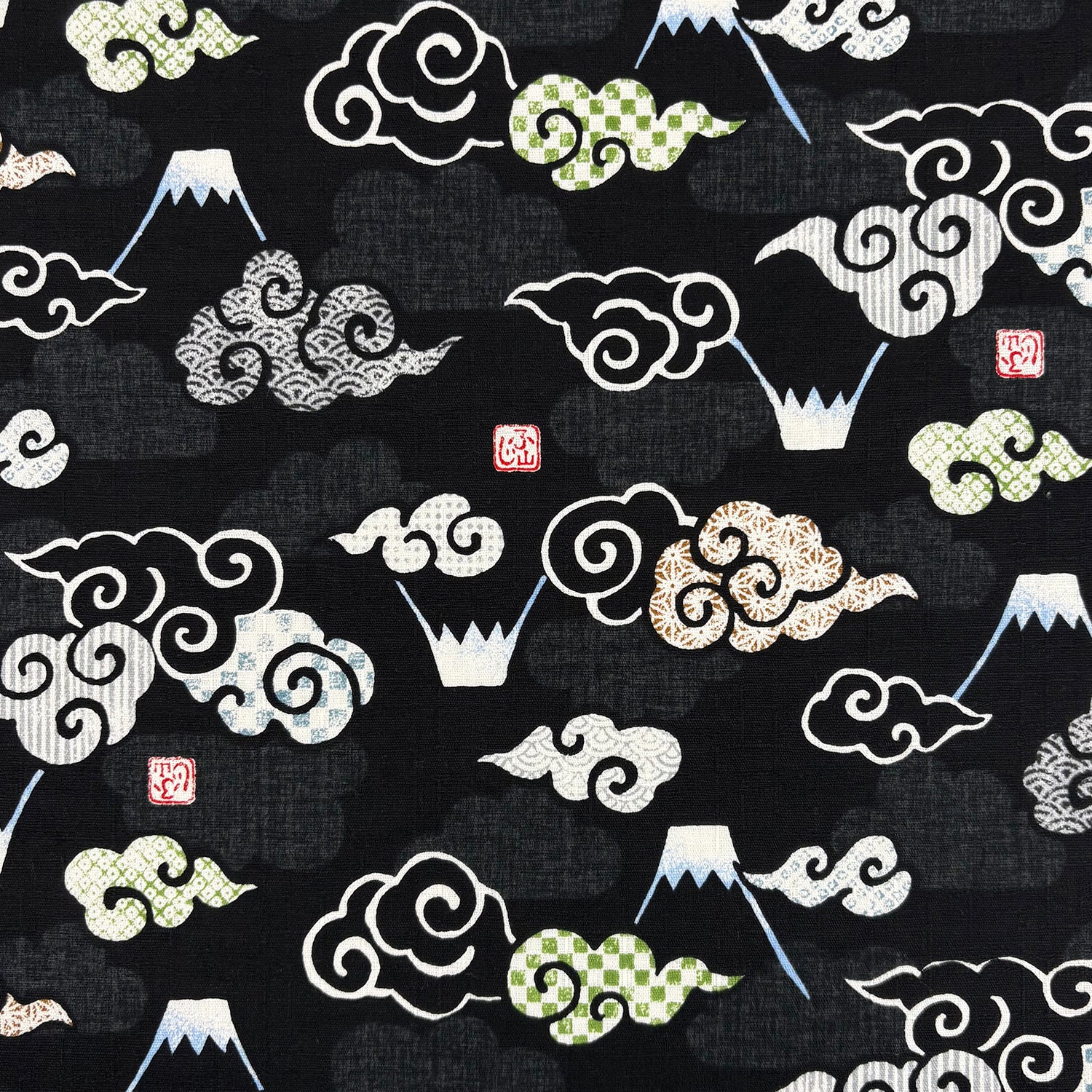 Mt Fuji and Clouds Cotton Dobby Cloth YGA-89040-2