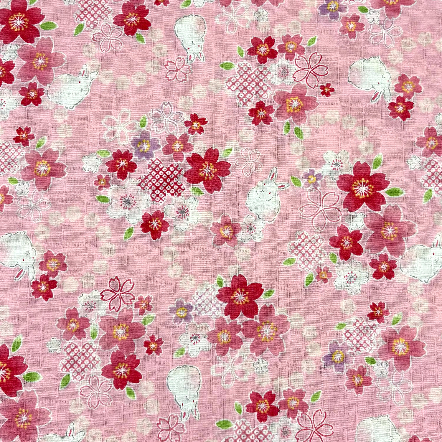 Cherry Blossom Rabbit Cotton Dobby - Pink YGA-89040-1
