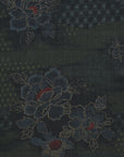 Peony Kasuri Sazanka Cross Cotton Dobby Cloth - Black