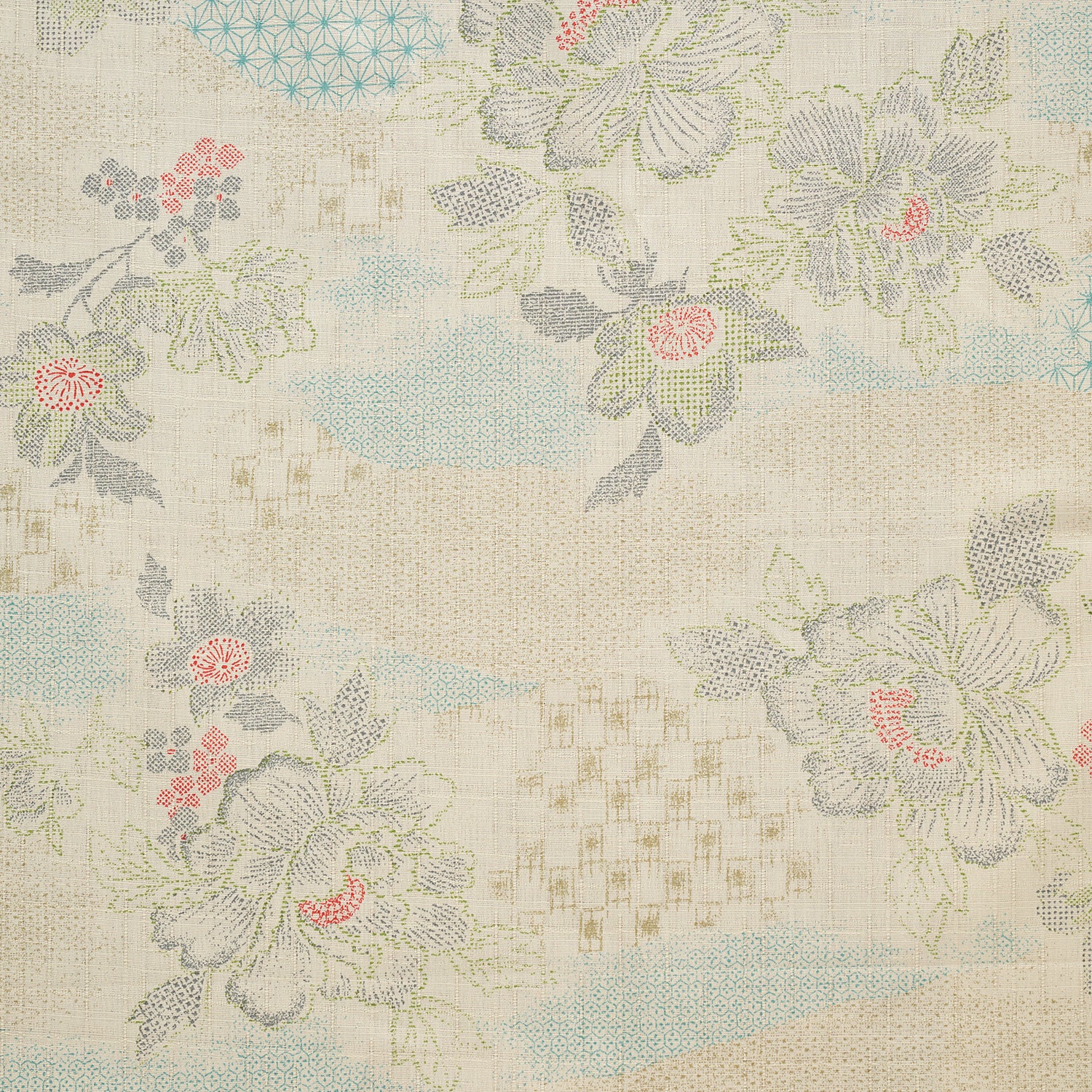 Peony Kasuri Sazanka Cross Dobby Cloth - White Beige