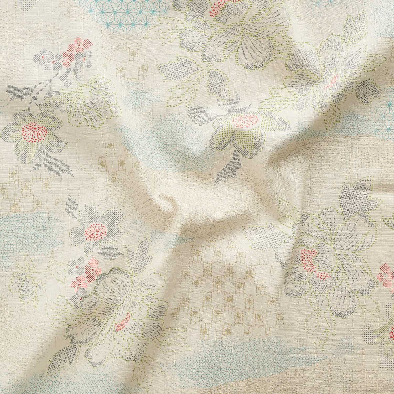 Peony Kasuri Sazanka Cross Dobby Cloth - White Beige