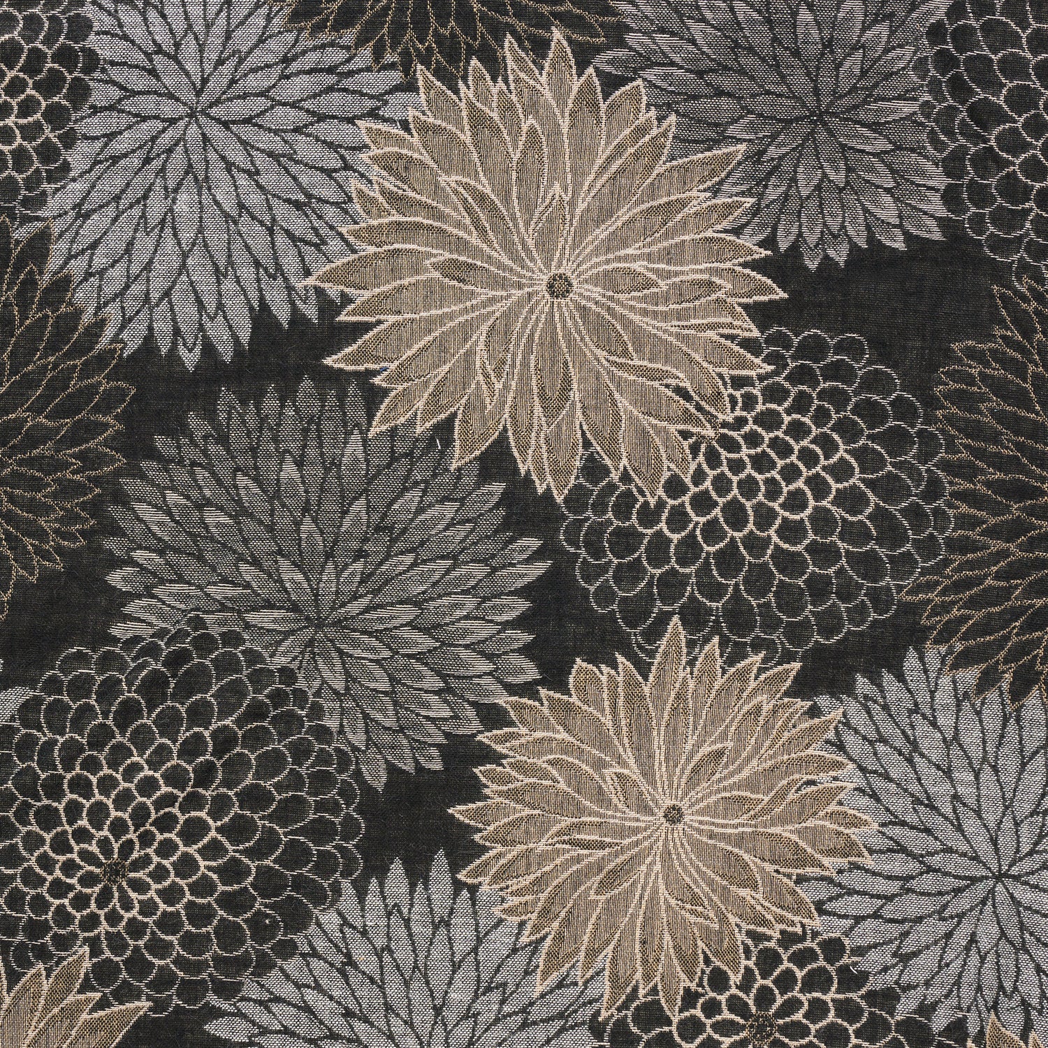 Layered Chrysanthemum Cotton Knit Jacquard - Black