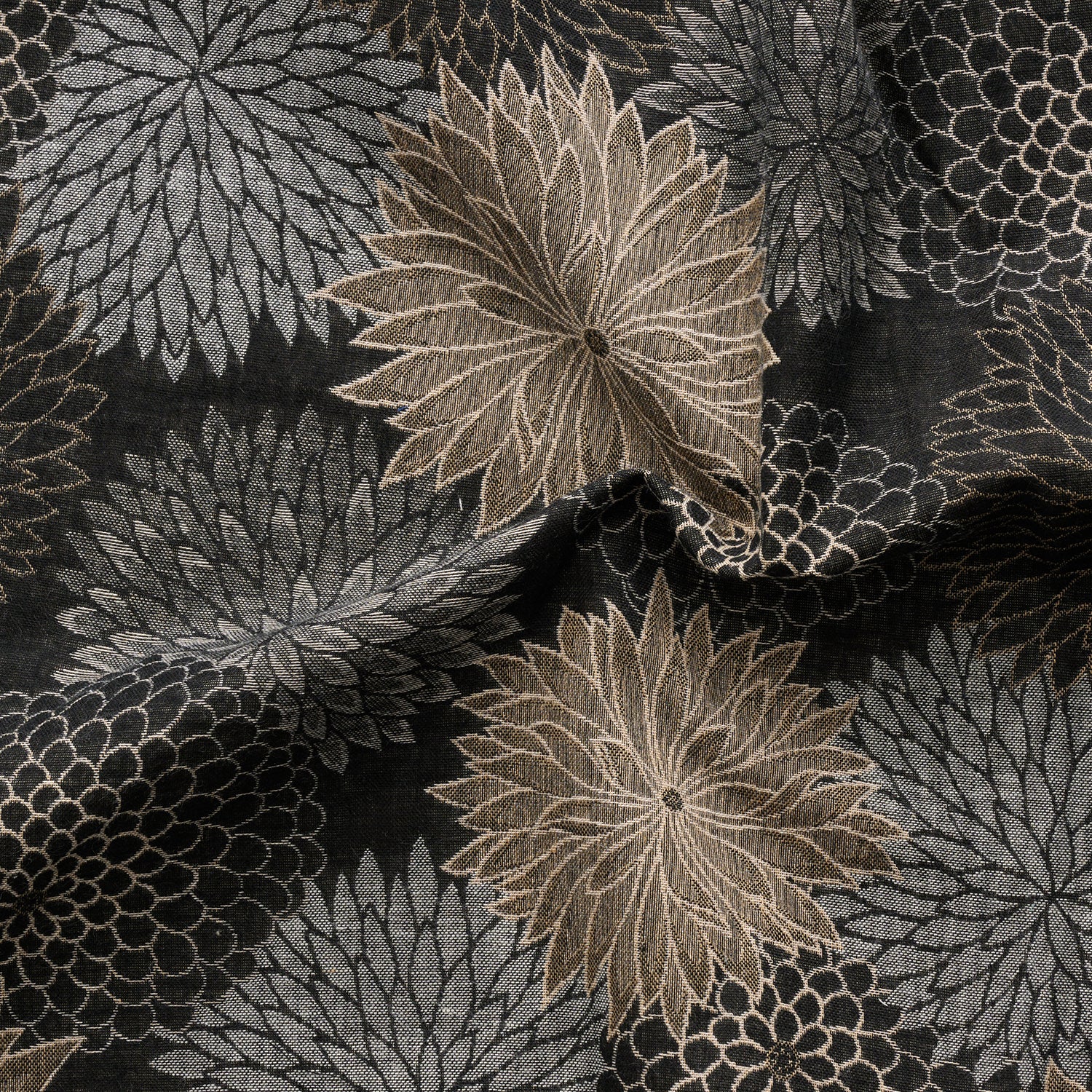 Layered Chrysanthemum Cotton Knit Jacquard - Black