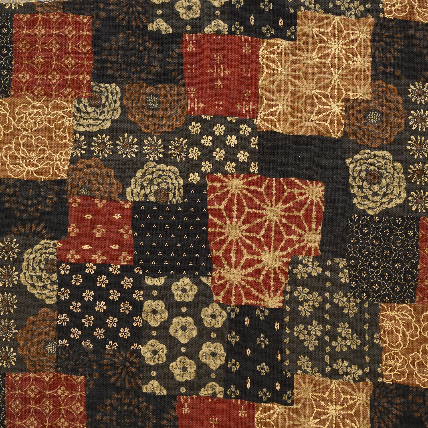 [Fabric Sample] Patchwork Print Cotton Slub Fabric