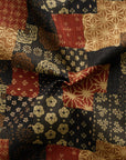 Patchwork Print Cotton Slub Fabric - Red