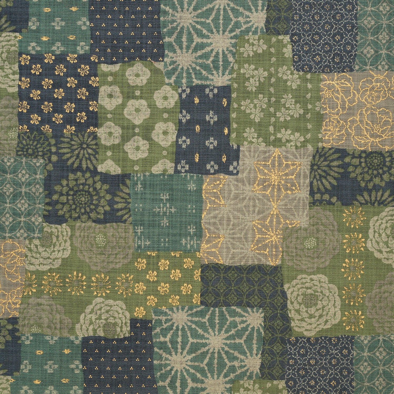 [Fabric Sample] Patchwork Print Cotton Slub Fabric