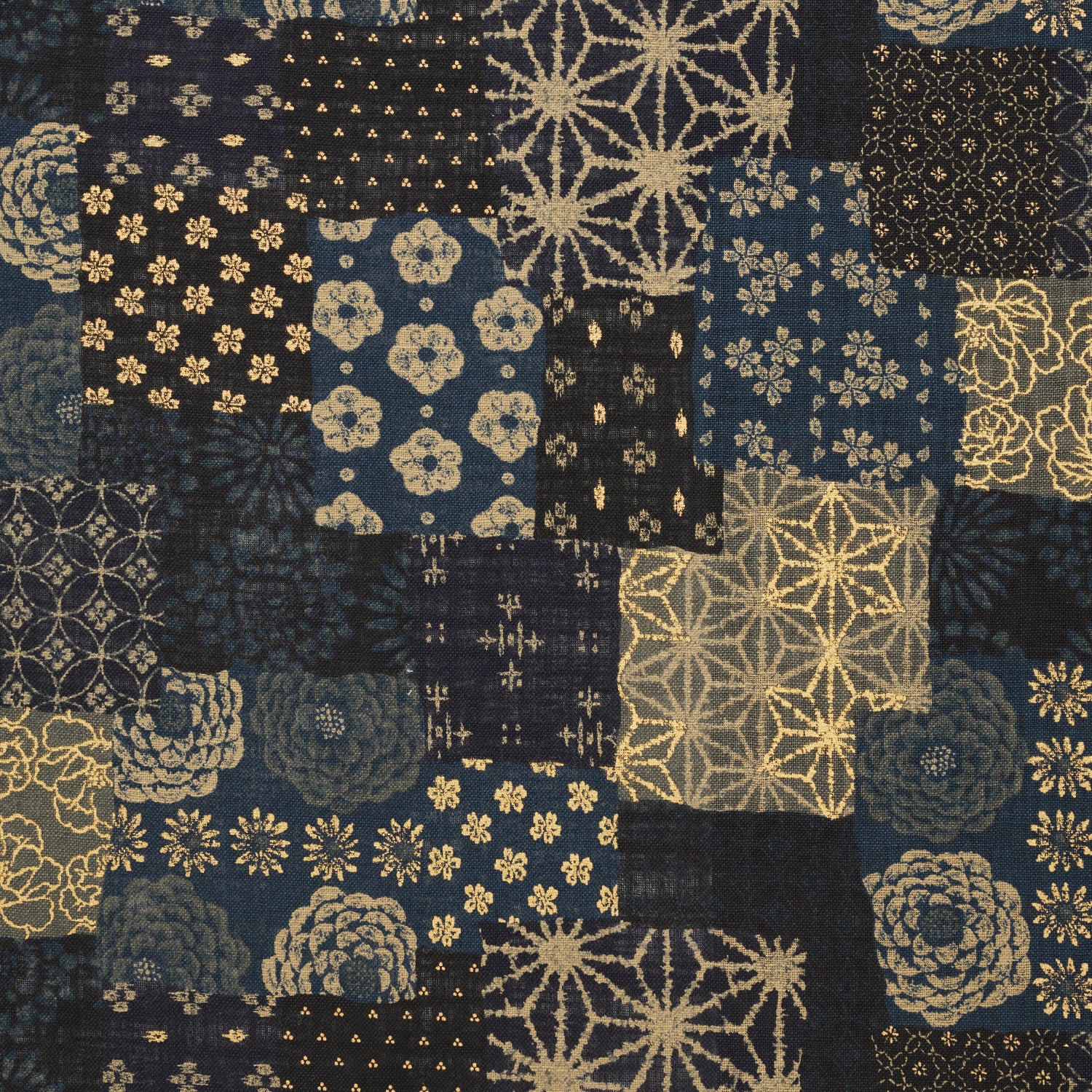[Fabric Sample] Patchwork Print Cotton Slub Fabric