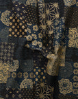 Patchwork Print Cotton Slub Fabric - Dark Navy