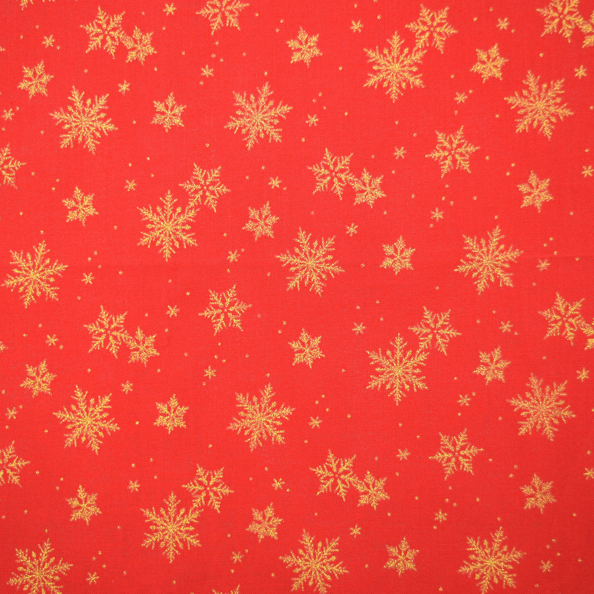 Glittery Snowflake Cotton Shirting - Red