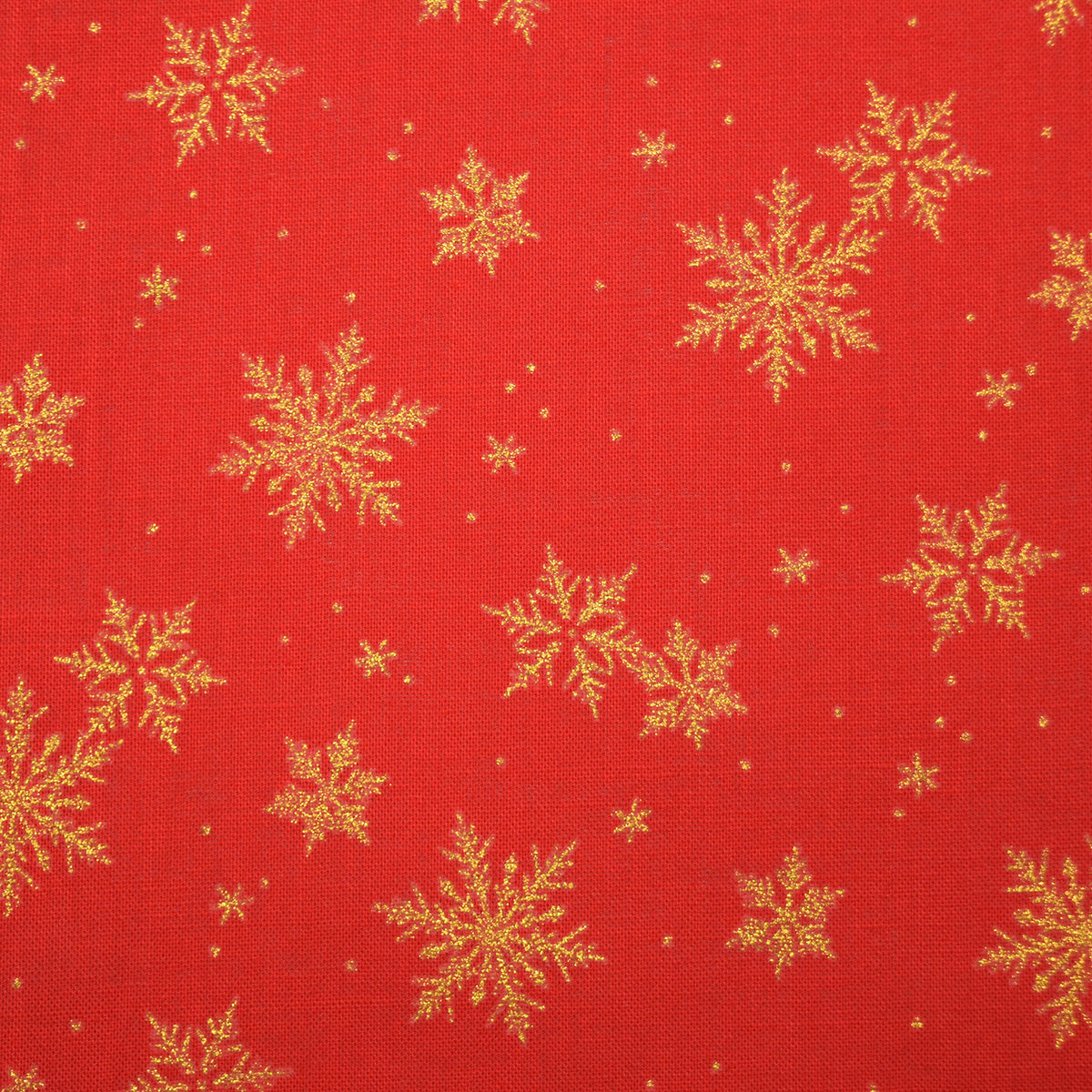 Glittery Snowflake Cotton Shirting - Red