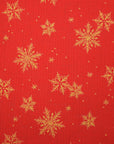 Glittery Snowflake Cotton Shirting - Red