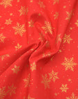 Glittery Snowflake Cotton Shirting - Red