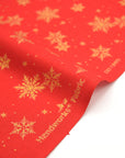 Glittery Snowflake Cotton Shirting - Red
