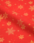 Glittery Snowflake Cotton Shirting - Red