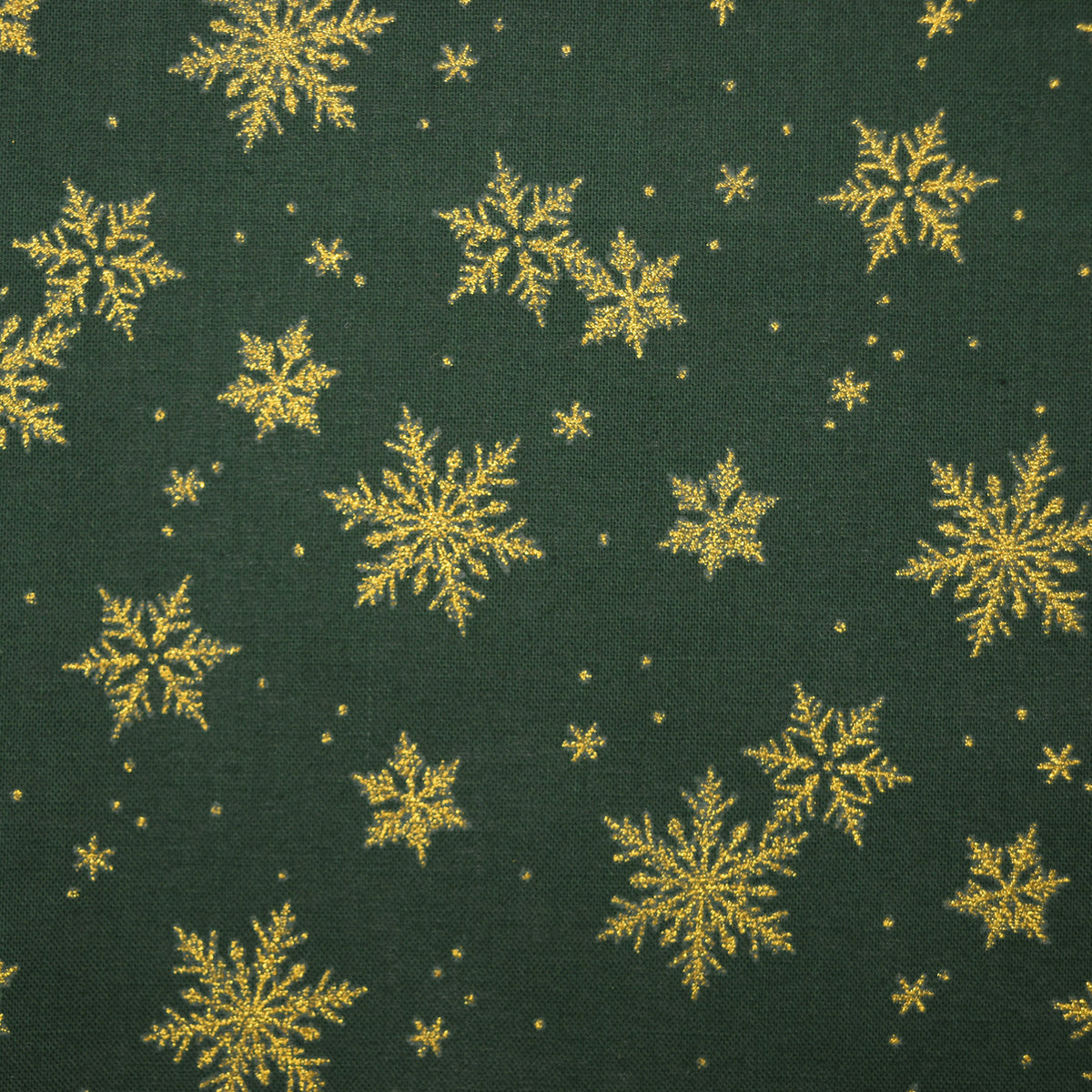 Glittery Snowflake Cotton Shirting - Green