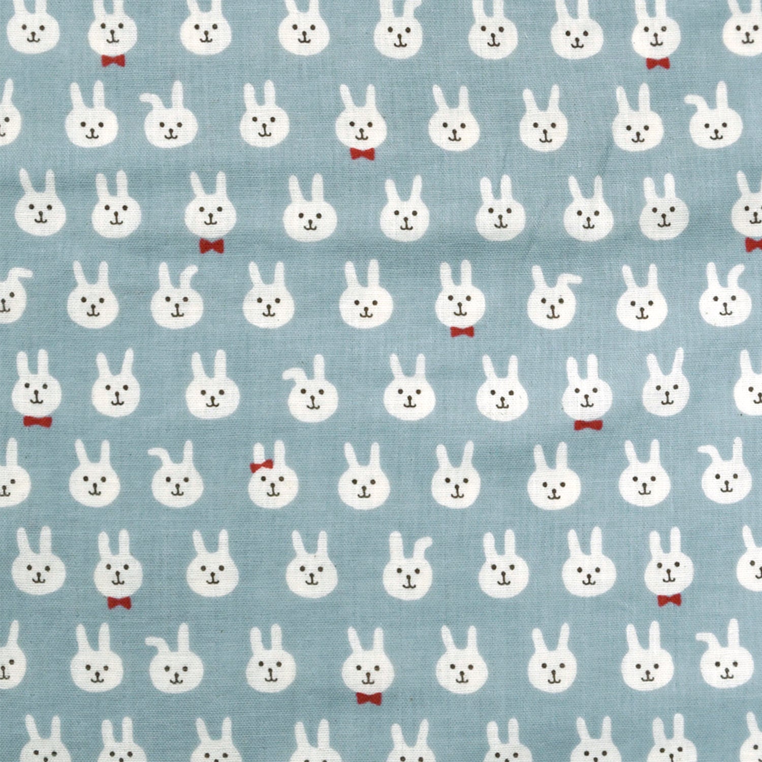 Bow-tie Bunnies Cotton Double Gauze - Light Blue
