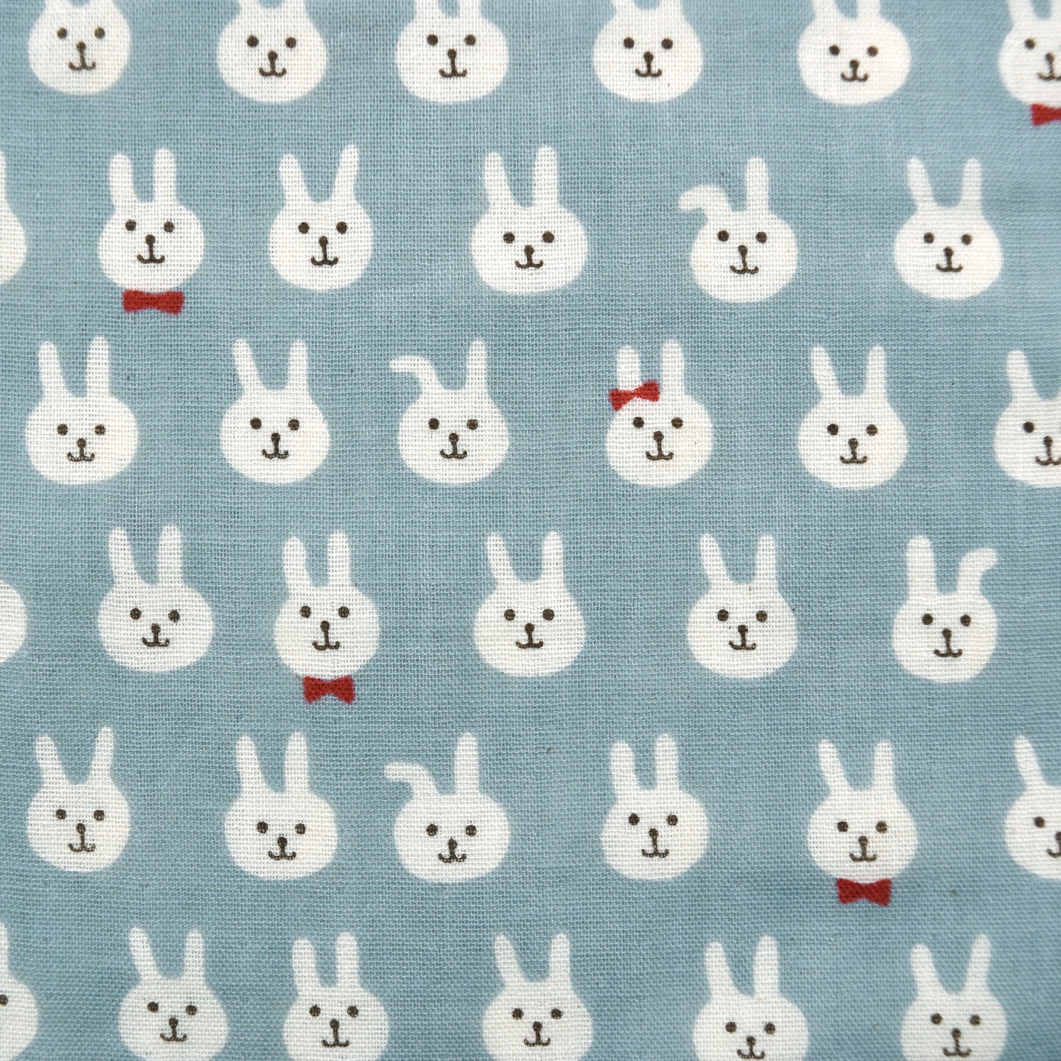 Bow-tie Bunnies Cotton Double Gauze - Light Blue