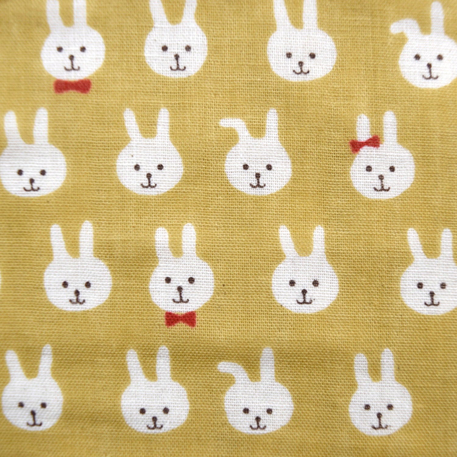 Bow-tie Bunnies Cotton Double Gauze - Yellow