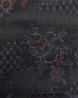 Peony Kasuri Sazanka Cross Cotton Dobby Cloth - Black