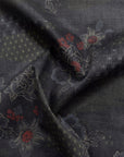Peony Kasuri Sazanka Cross Cotton Dobby Cloth - Black