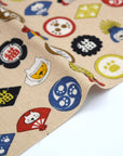 Cat Family Crests Cotton Linen Canvas - Beige