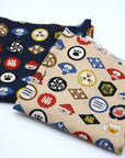 Cat Family Crests Cotton Linen Canvas - Navy
