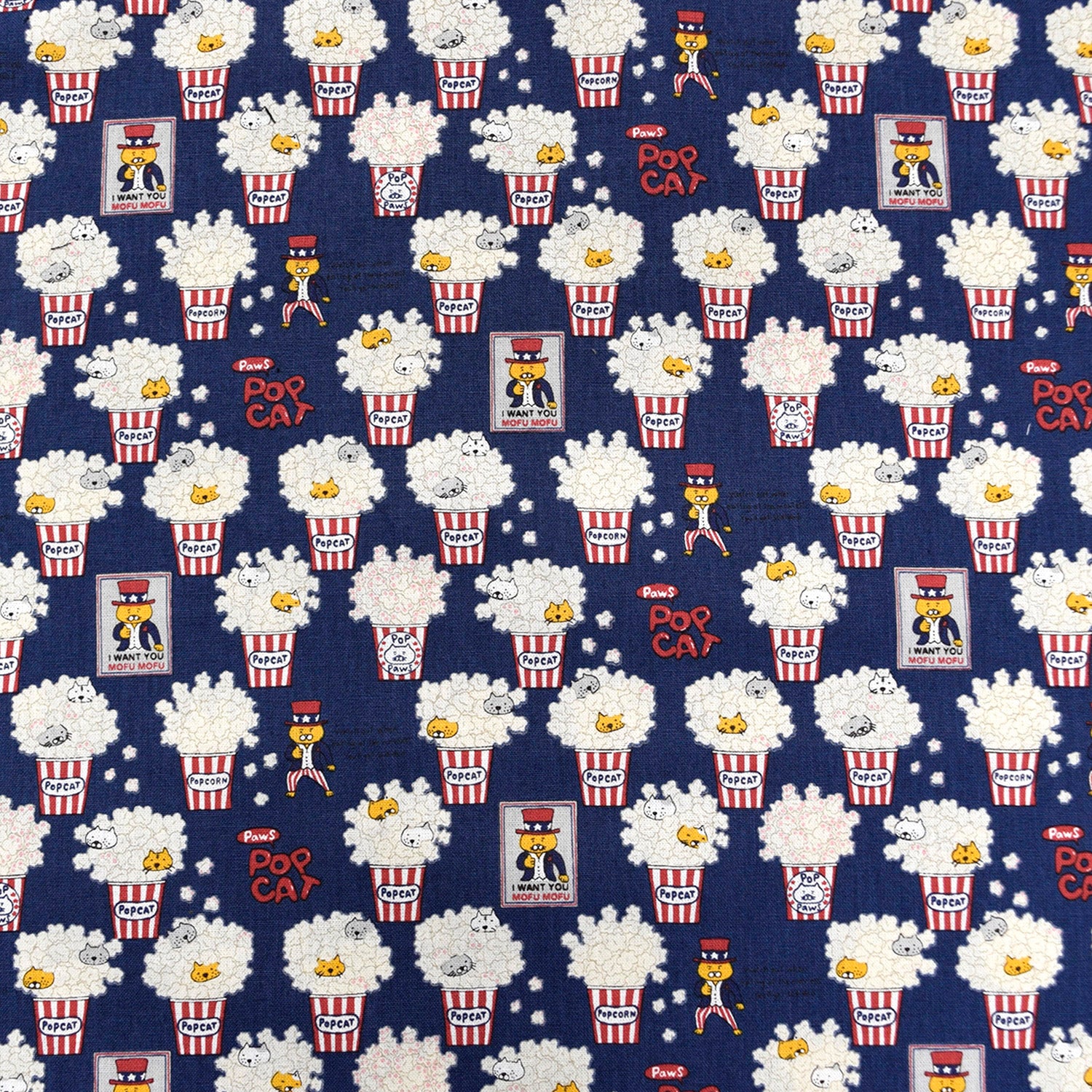 [Fabric Sample] Pop Cat Cotton Canvas