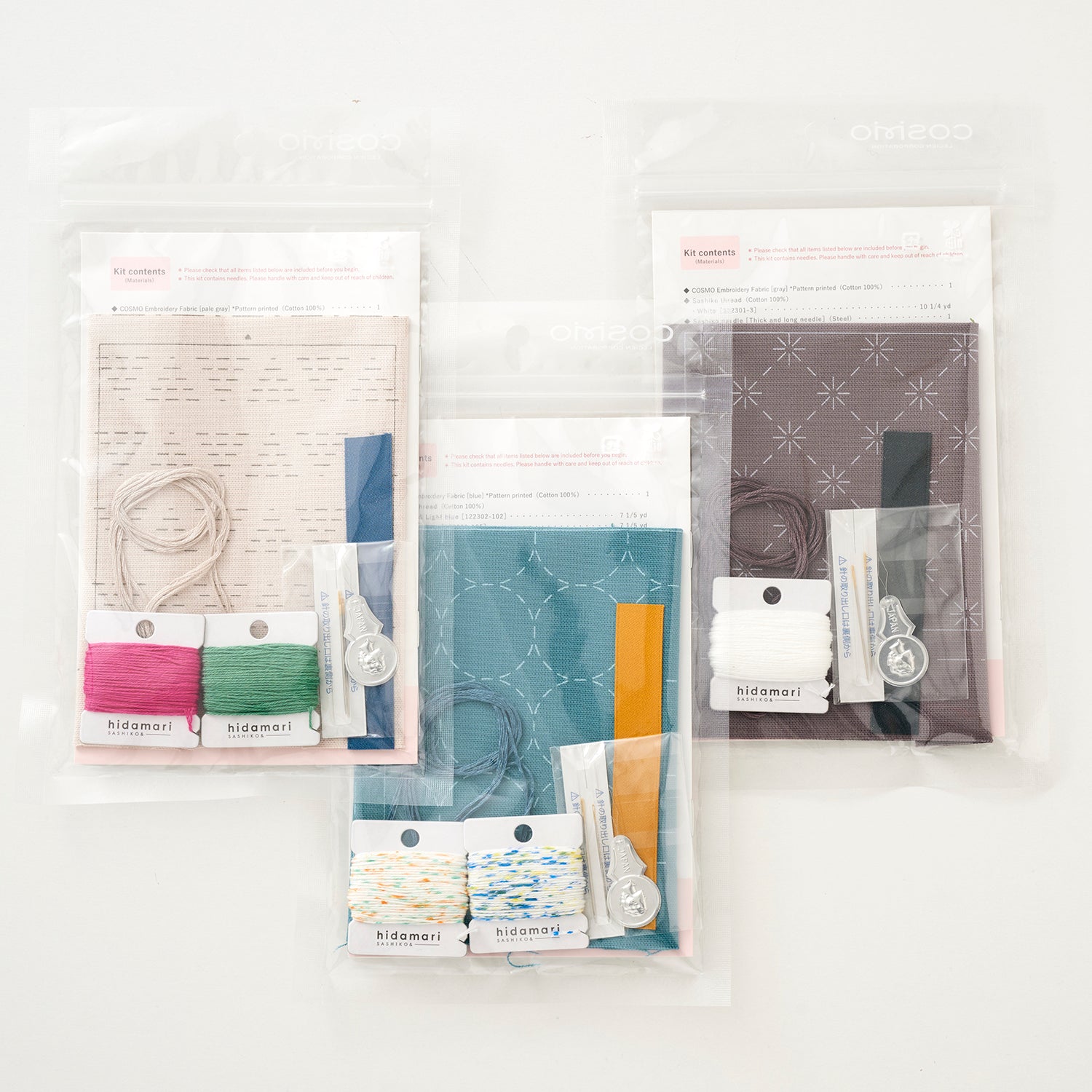Sashiko Coaster Kit - Pale Grey [English Instructions]