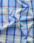 Madras Plaid Yarn Dyed Cotton Linen Lawn - Blue