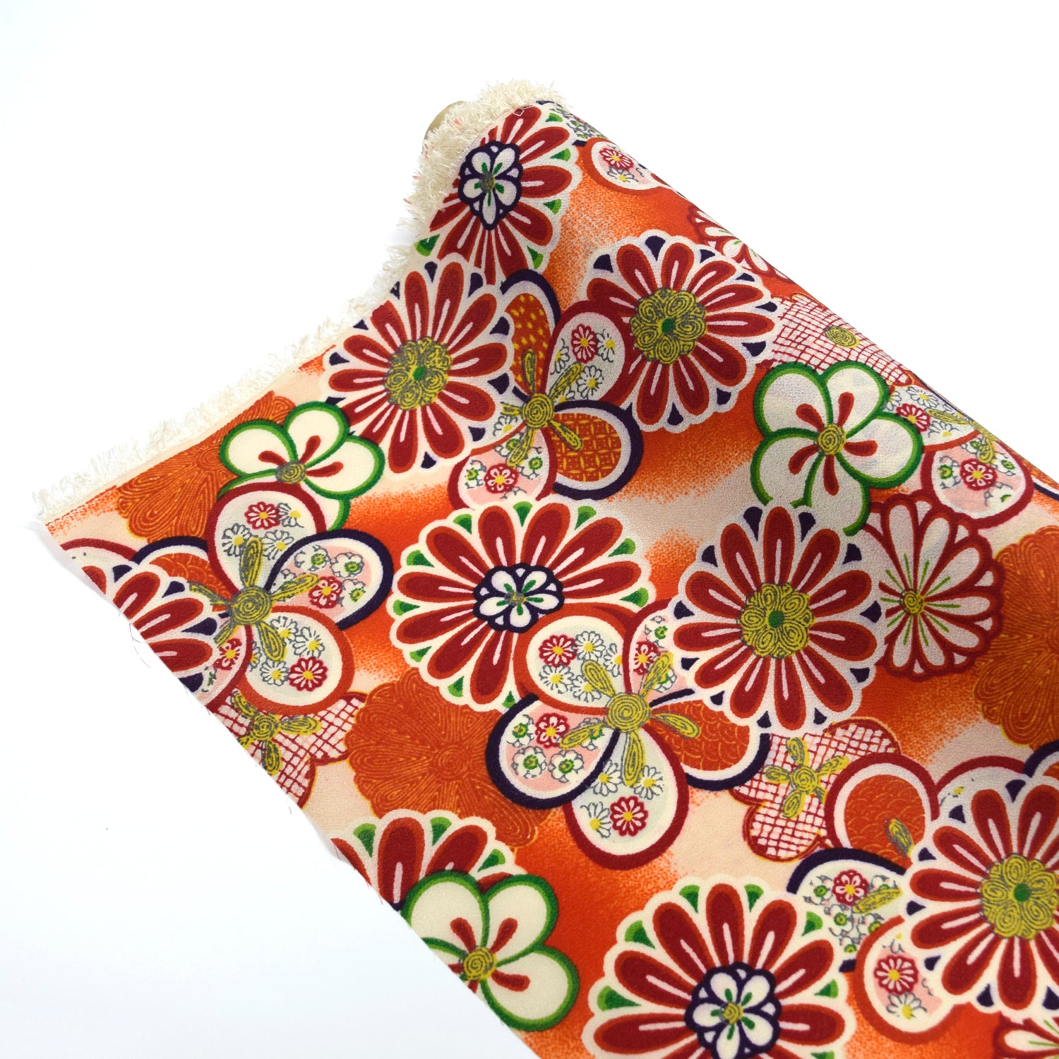 Kimoto Pattern Chirimen Fabric - Red [28" Width] LS-008-1