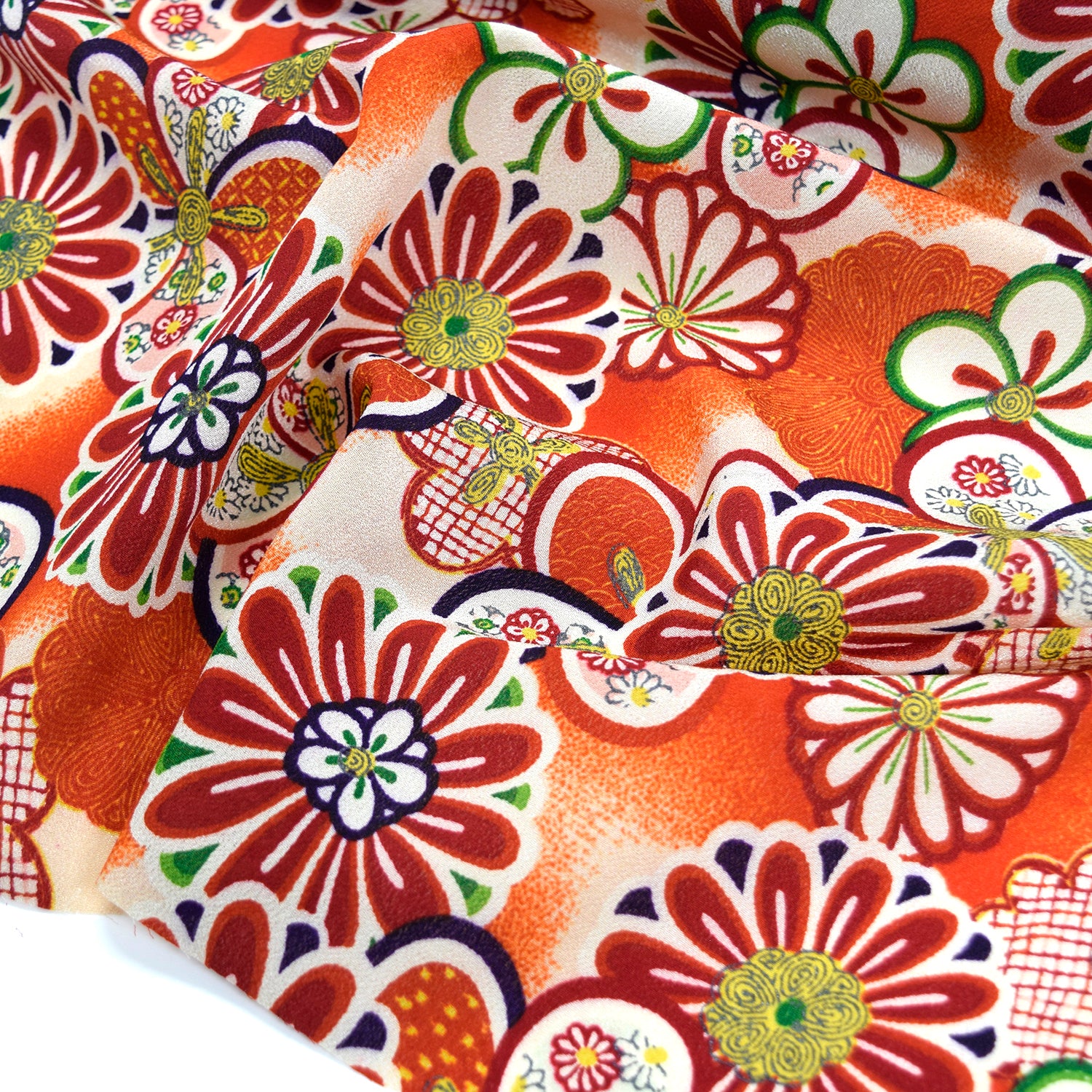 Kimoto Pattern Chirimen Fabric - Red [28" Width] LS-008-1