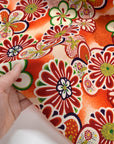 Kimoto Pattern Chirimen Fabric - Red [28" Width] LS-008-1