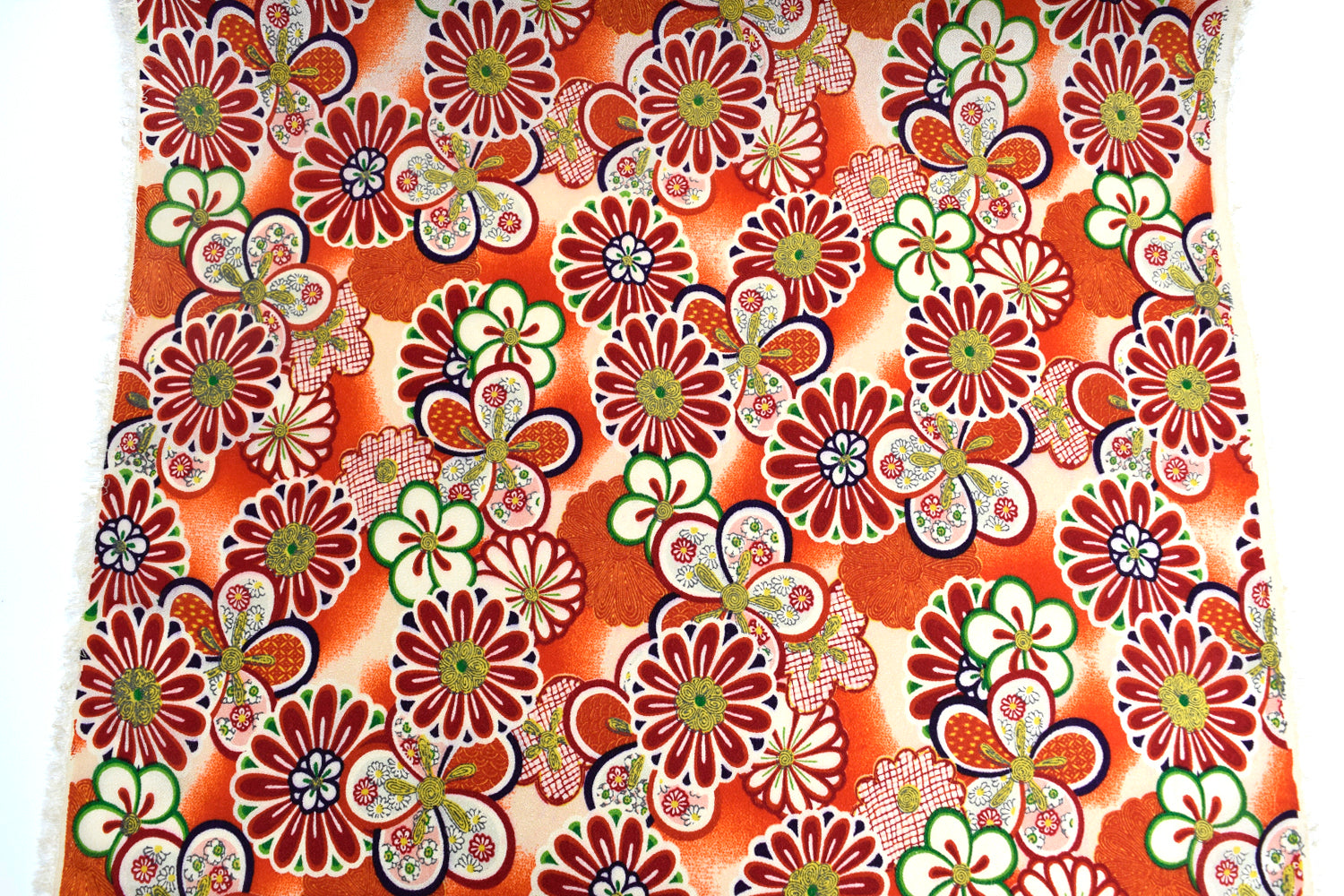Kimoto Pattern Chirimen Fabric - Red [28" Width] LS-008-1