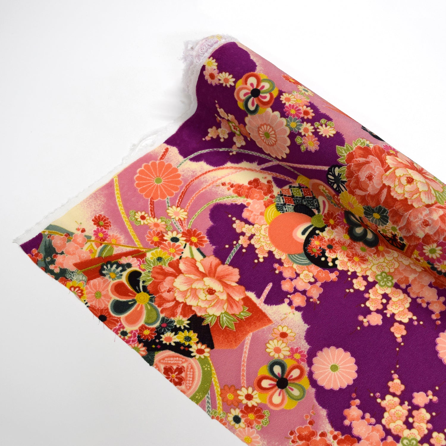 Kimoto Pattern Chirimen Fabric - Purple [28" Width] LS-008-1