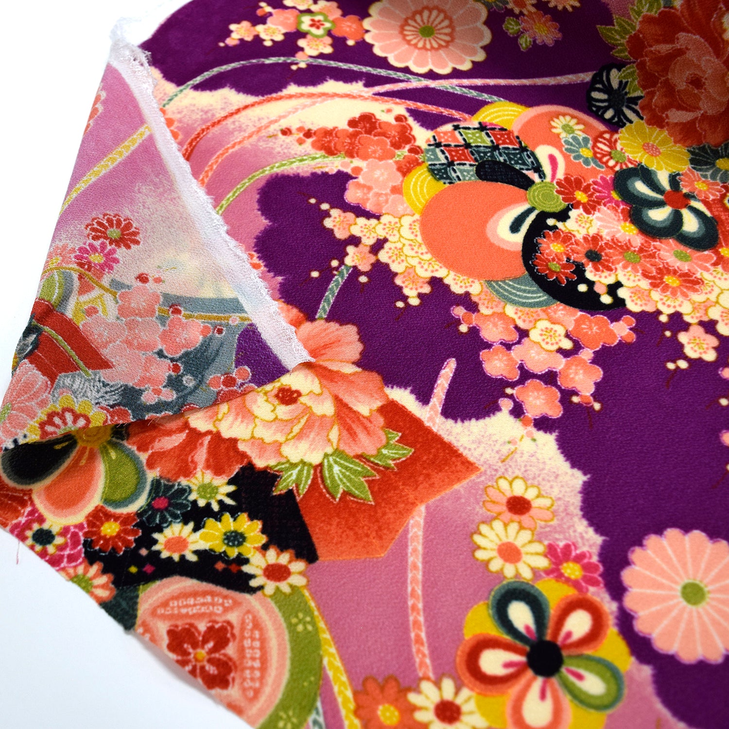 Kimoto Pattern Chirimen Fabric - Purple [28" Width] LS-008-1