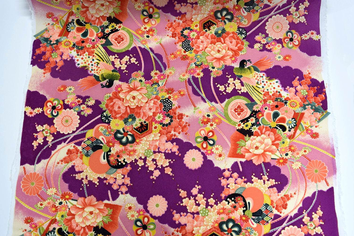 Kimoto Pattern Chirimen Fabric - Purple [28" Width] LS-008-1