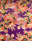 Kimoto Pattern Chirimen Fabric - Purple [28" Width] LS-008-1