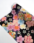 Kimoto Pattern Chirimen Fabric - Black [28" Width] LS-008-1