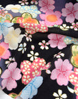 Kimoto Pattern Chirimen Fabric - Black [28" Width] LS-008-1