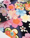 Kimoto Pattern Chirimen Fabric - Black [28" Width] LS-008-1
