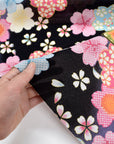 Kimoto Pattern Chirimen Fabric - Black [28" Width] LS-008-1