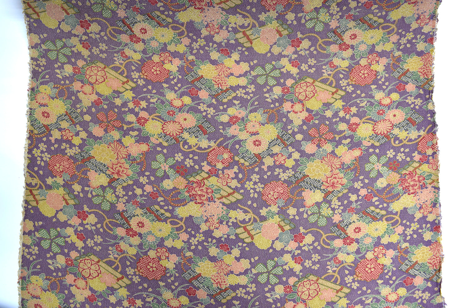 Kinsai Rayon Chirimen Fabric - Beige Toned [28" Width] LS-009-1