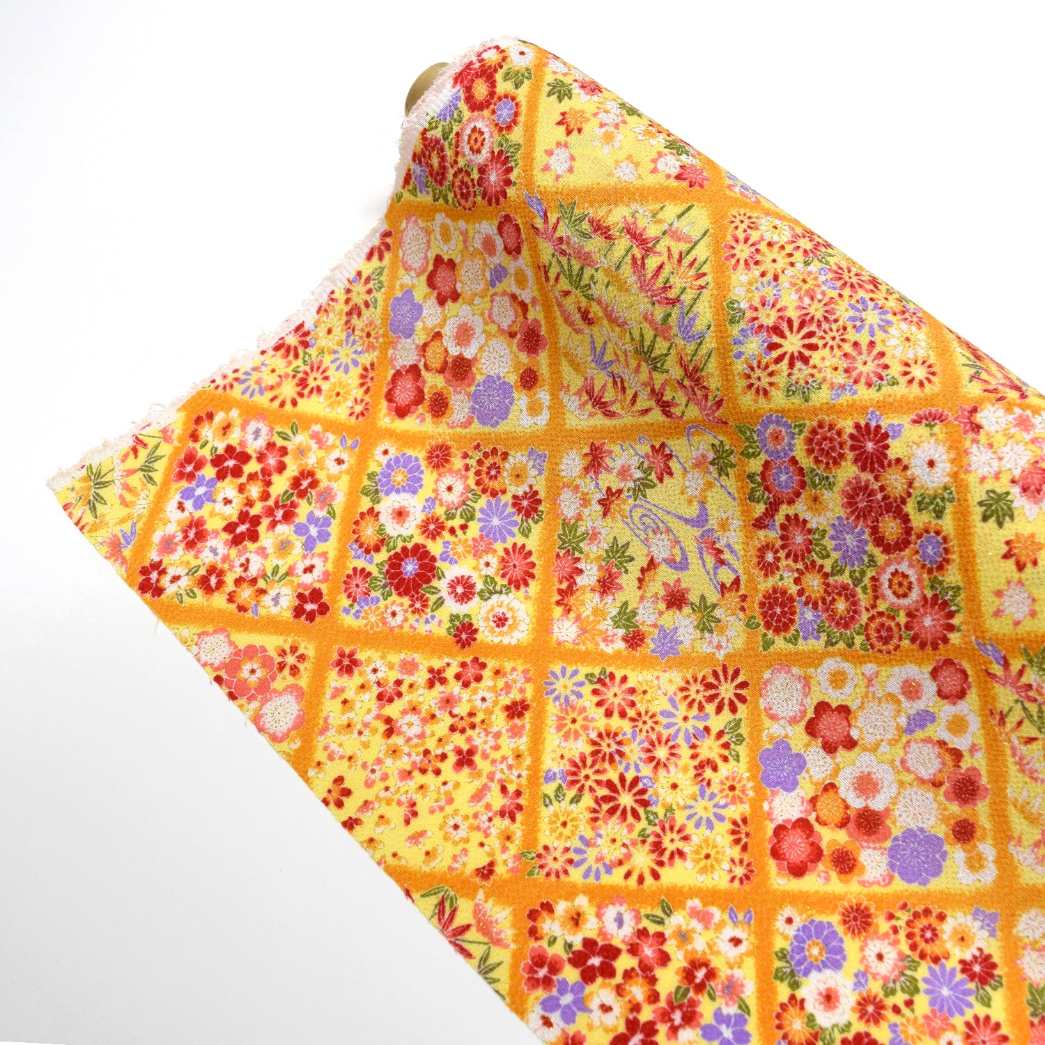 Kinsai Rayon Chirimen Fabric - Flowers [28" Width] LS-010-1