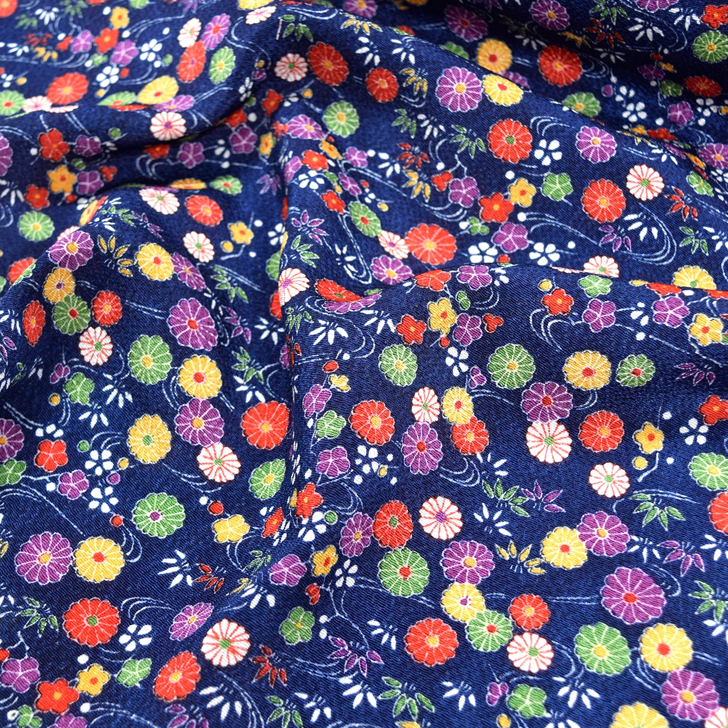 Kyo-Yuzen Rayon Chirimen Fabric - Japanese Garden [28" Width] LS-011-1