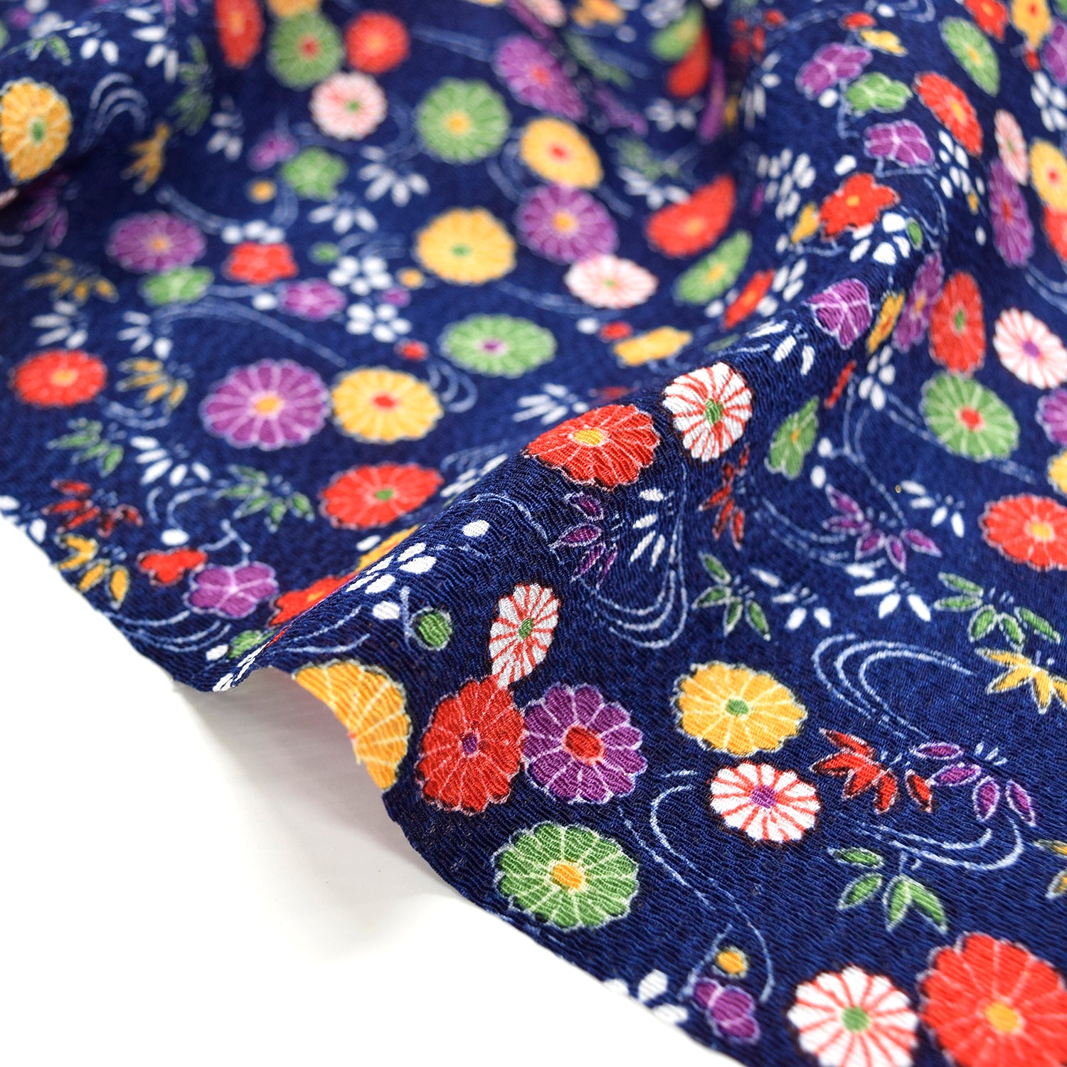 Kyo-Yuzen Rayon Chirimen Fabric - Japanese Garden [28" Width] LS-011-1